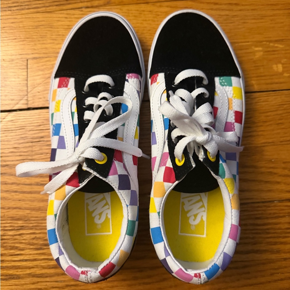 Old Skool Unisex Rainbow Check Vans Multicolor Checkered Sneakers RARE
